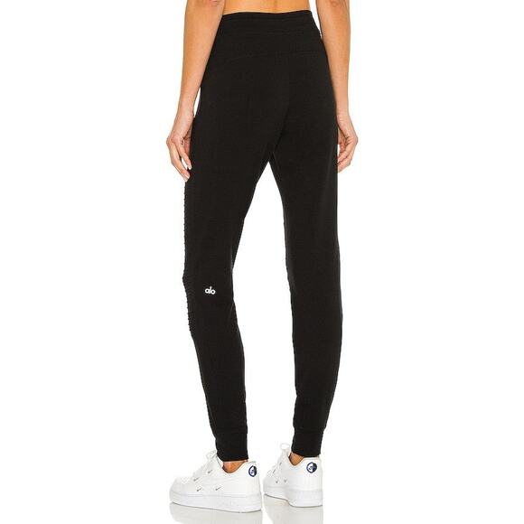 Alo Yoga Alo Urban Moto Sweatpants Ribbed Panels Black - 31 MD - Picture 5 of 6